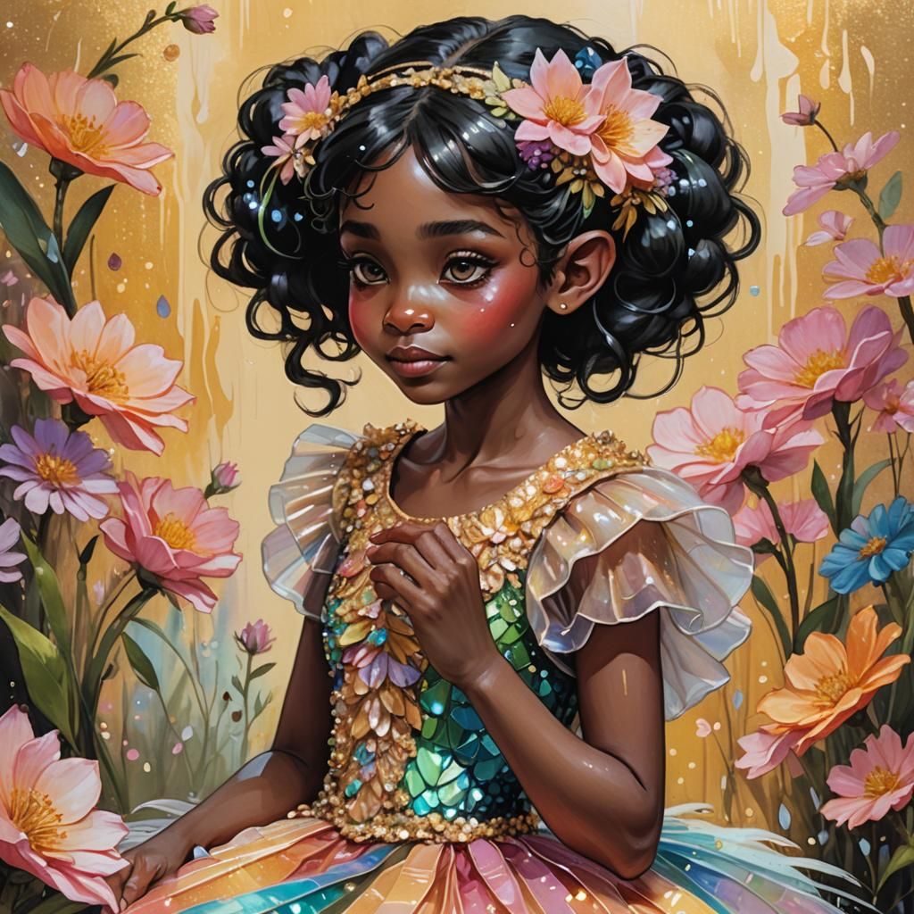 Magical Elf on Finger: Whimsical Oil and Ink Painting