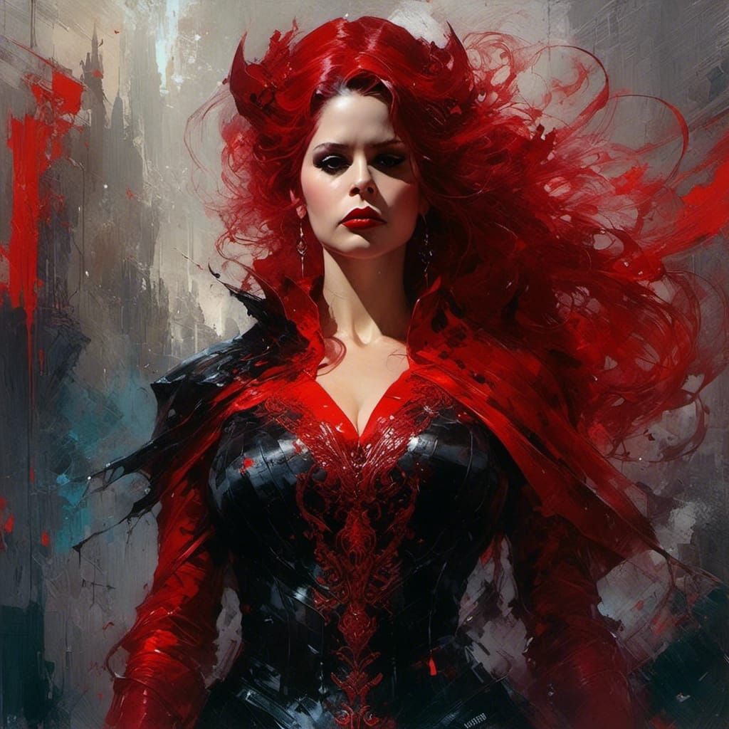 Dark Vampire Queen Portrait as Oil Painting