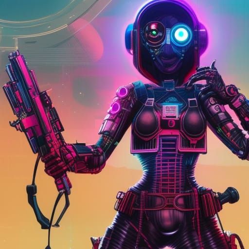 Cyberdelic Female Hacker in Dystopian Cyberpunk Style