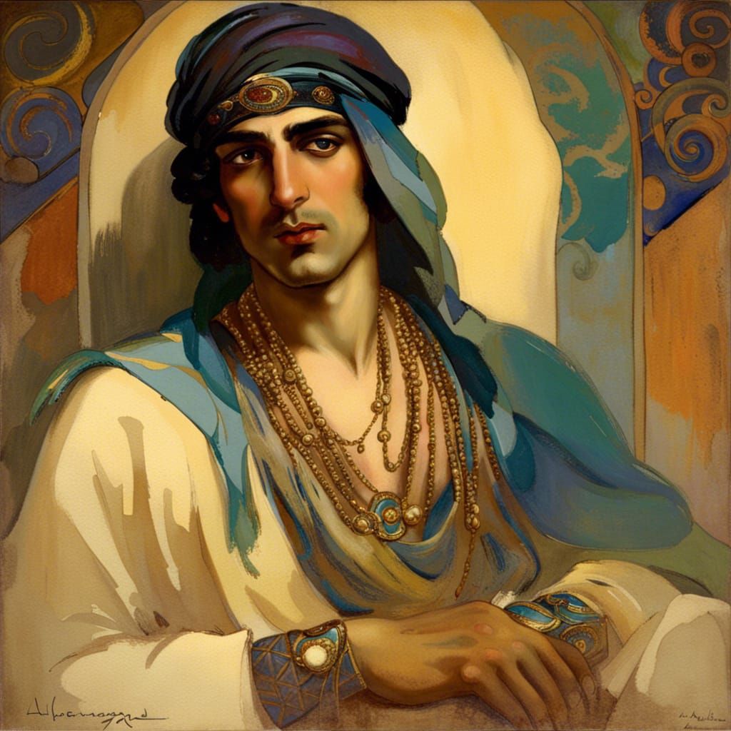 Glamorous Portrait in Vintage Illustration Style