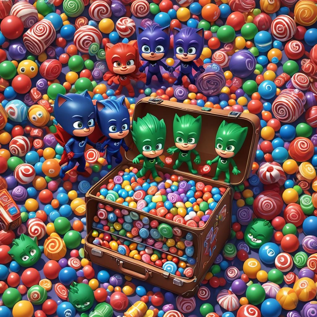 PJ Masks Find Candy Suitcase in Candy Art