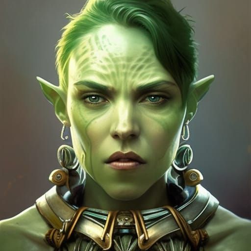 Beautiful Orc Portrait in Digital Art Style