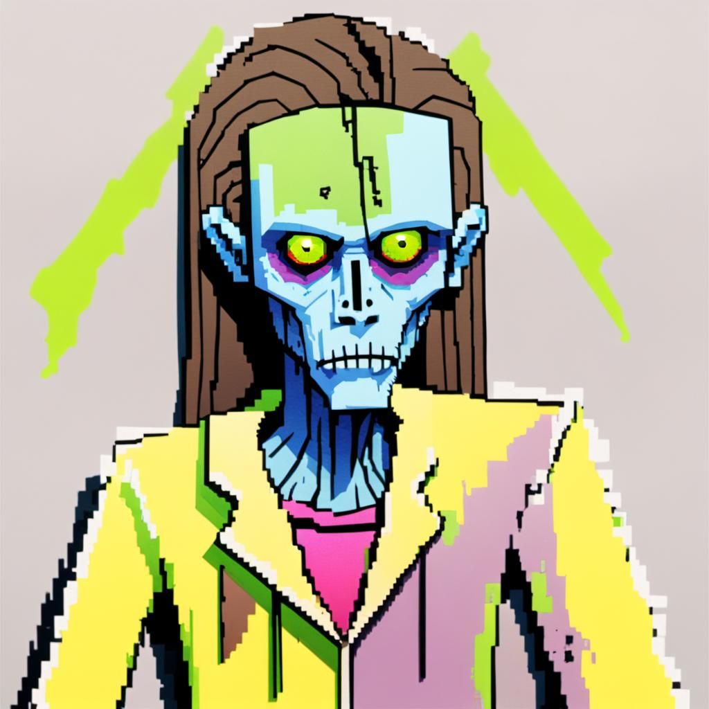 Zombie Portrait in Pixel Art Style