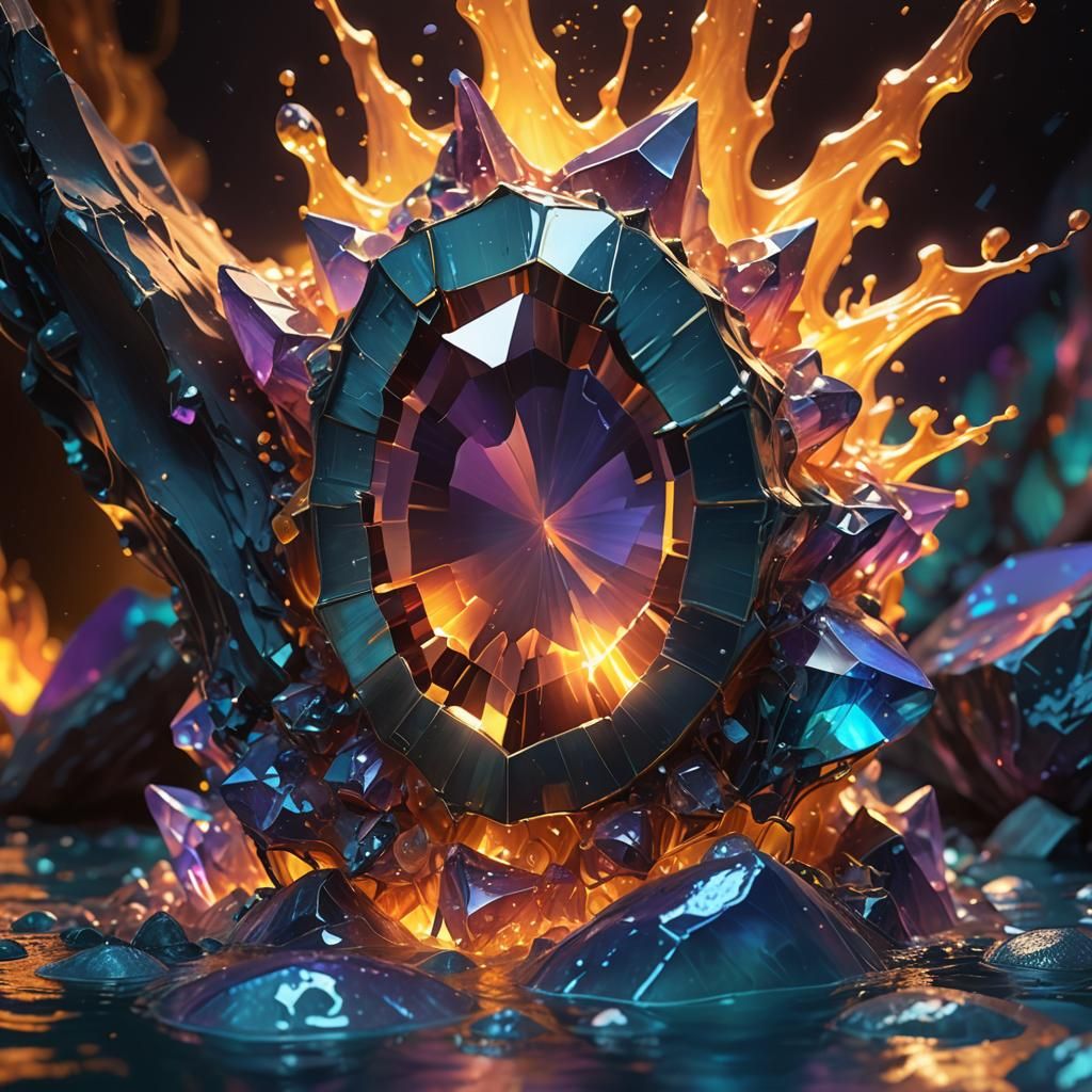 Gemstone Dissolves in Wax: 3D Digital Concept Art