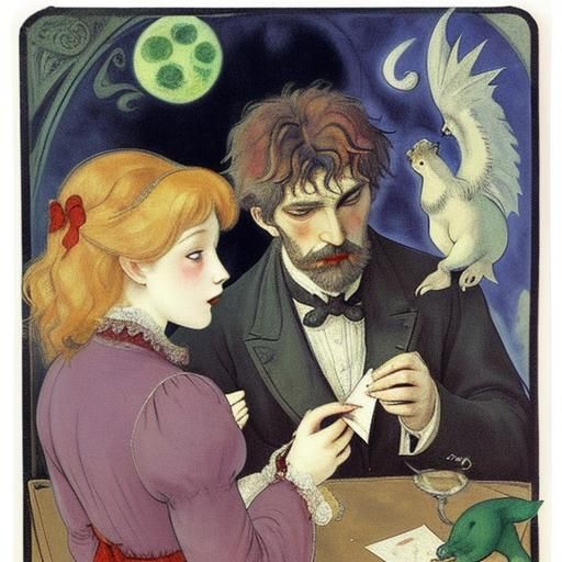 Vampire and Hedgehog Postcard, Colorful Art Style