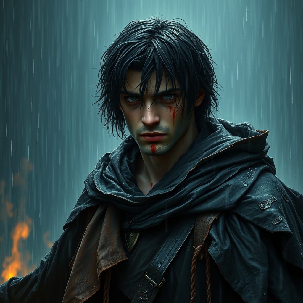 Dark Warrior Defeated in the Rain