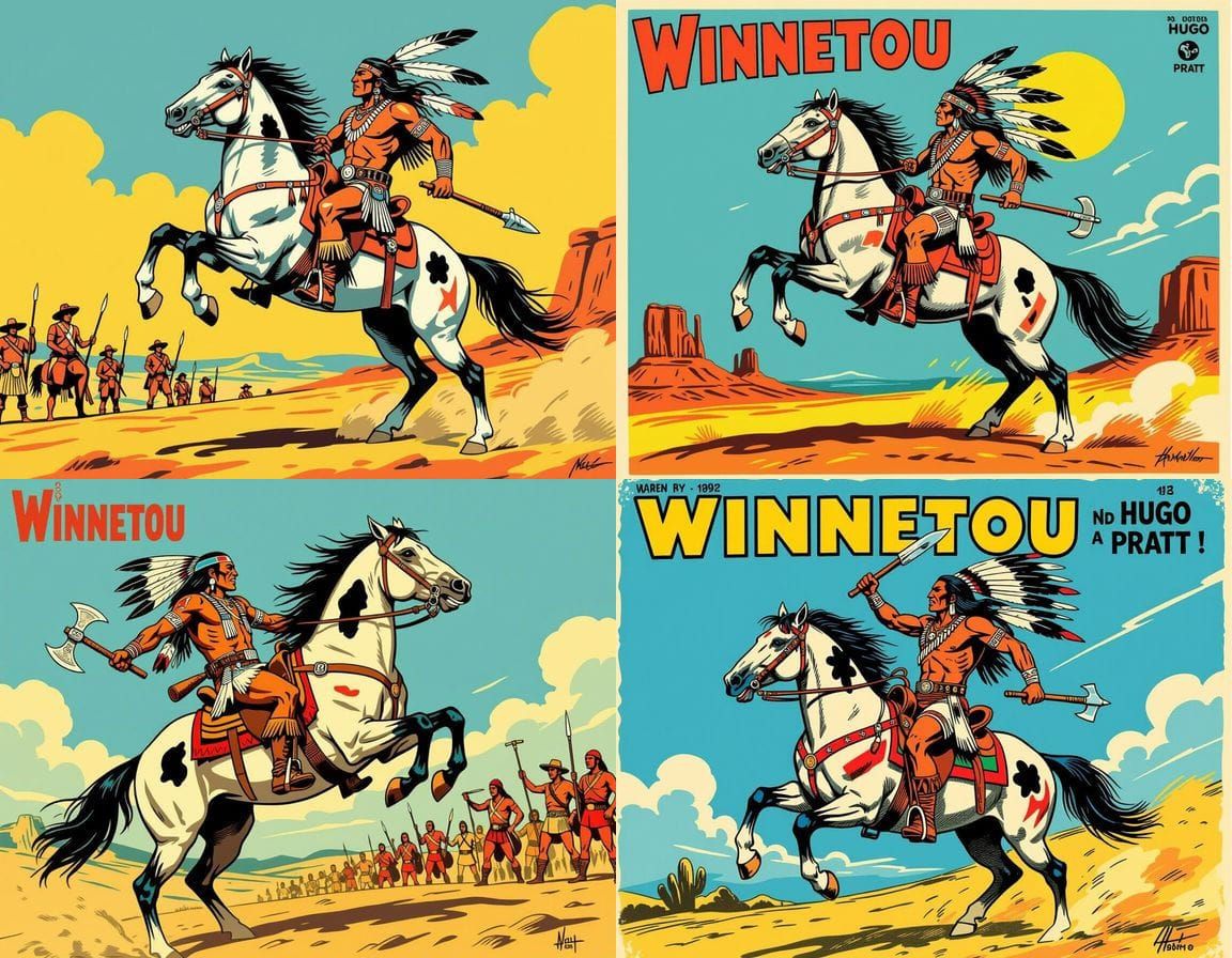 Winnetou the Apache Warrior in Vintage Comic Style