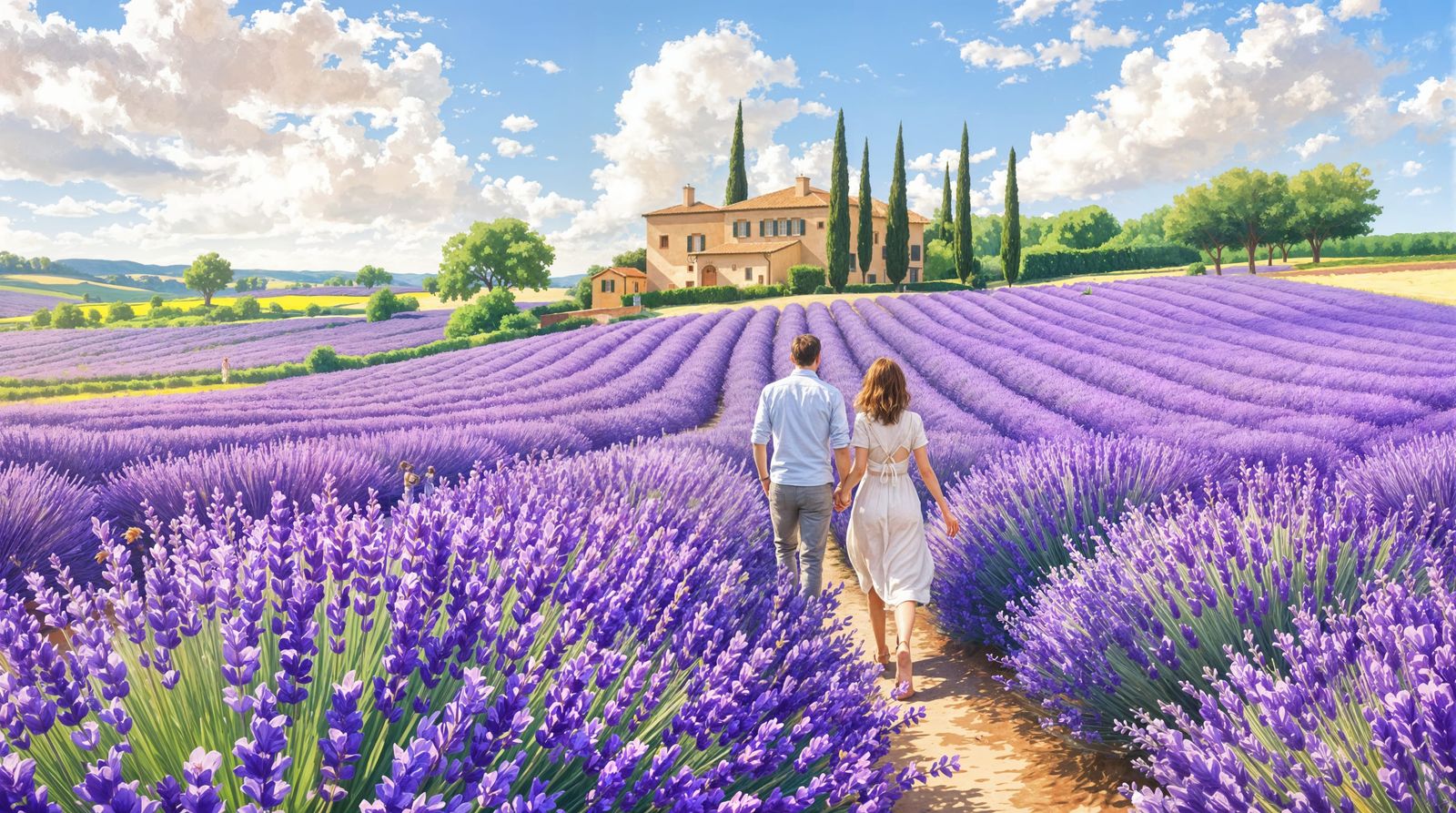 A Couple Strolls Through Vibrant Lavender Fields in Provence
