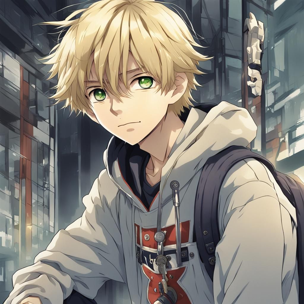 Anime Style Portrait of a Blonde Boy