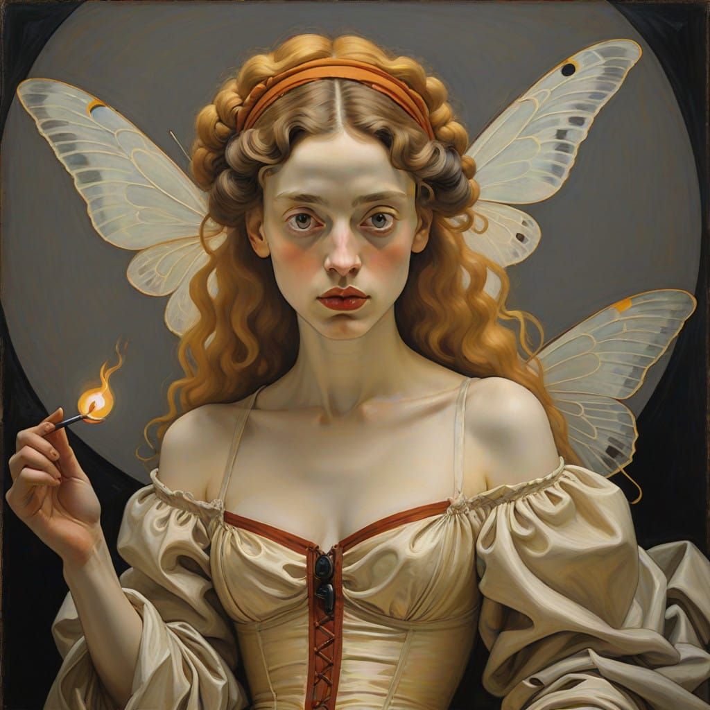 A Woman Lost in Thought Amidst Golden Candlelight and Bold C...