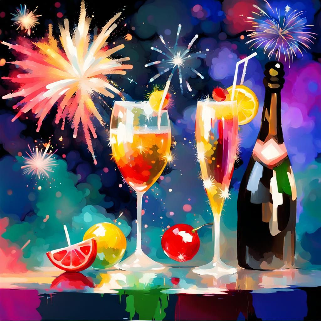 New Year's Eve Party: Impasto Glitter Art