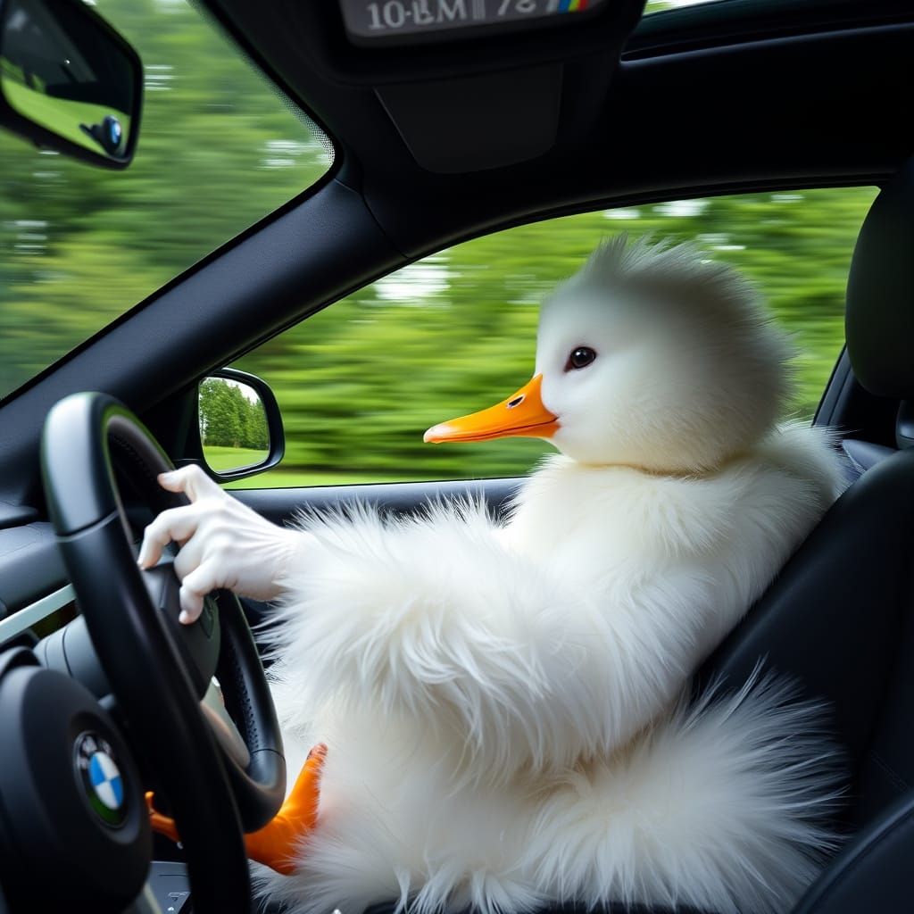 Duck Drives BMW: A Humorous AI Image