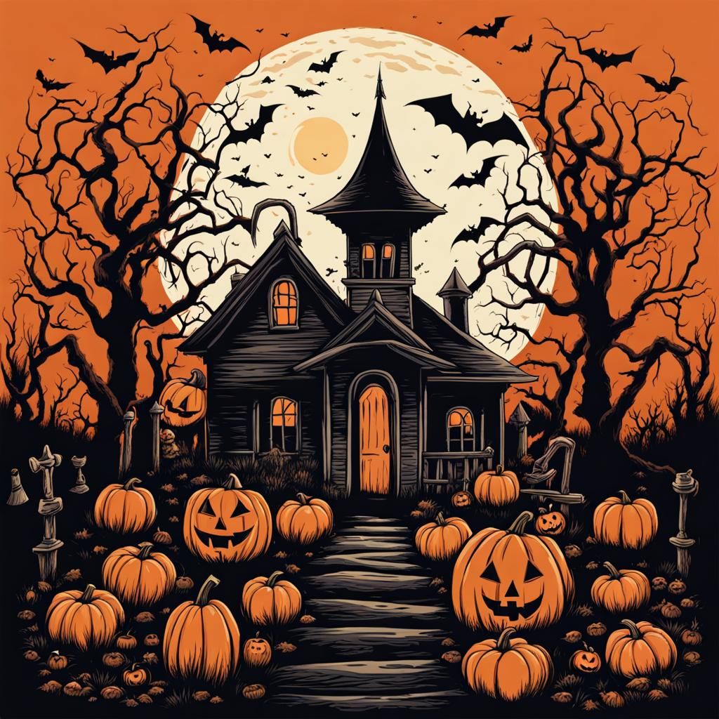 Creepy Halloween T-Shirt Design for Spooky Season