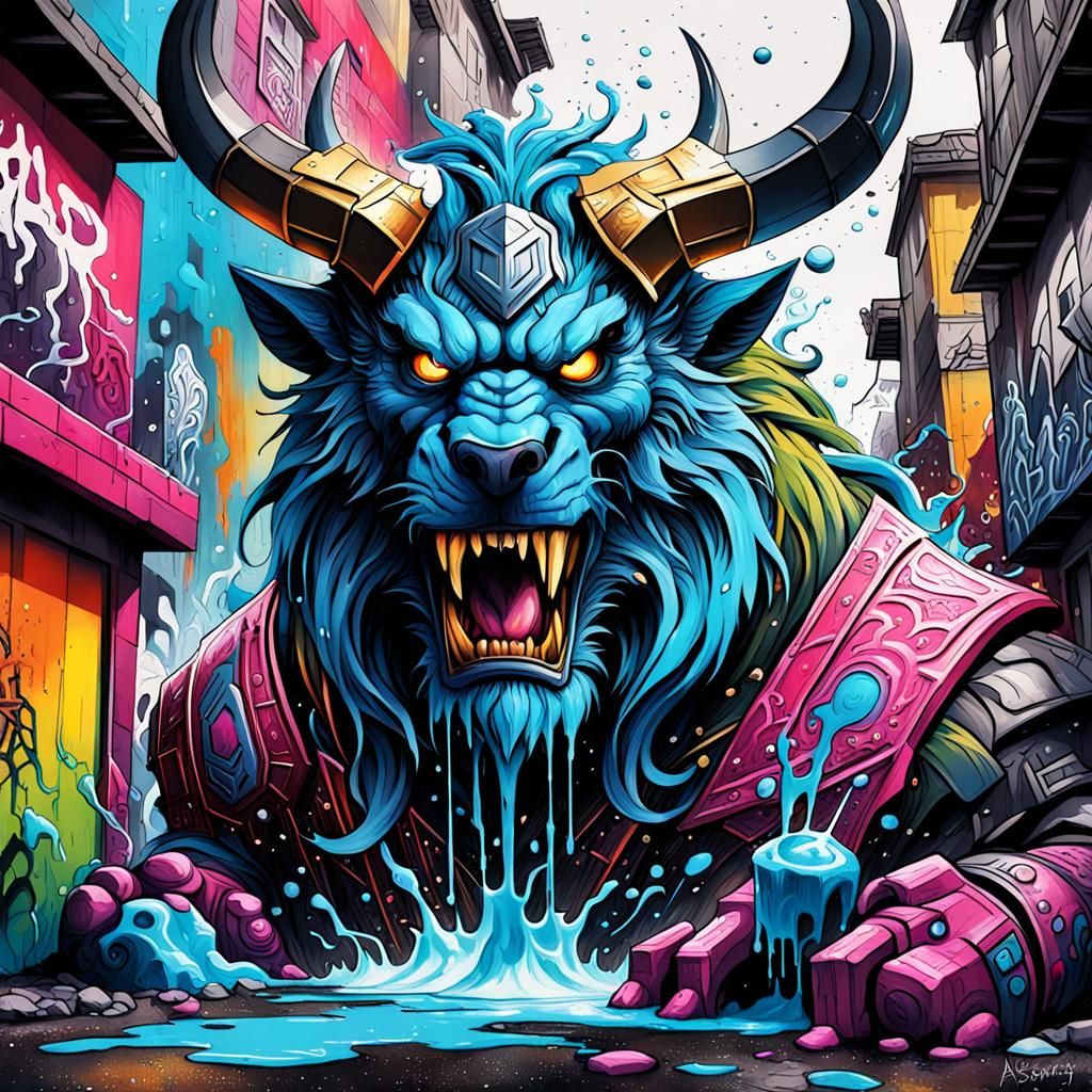 Ragnarok in Asgard as Graffiti Art