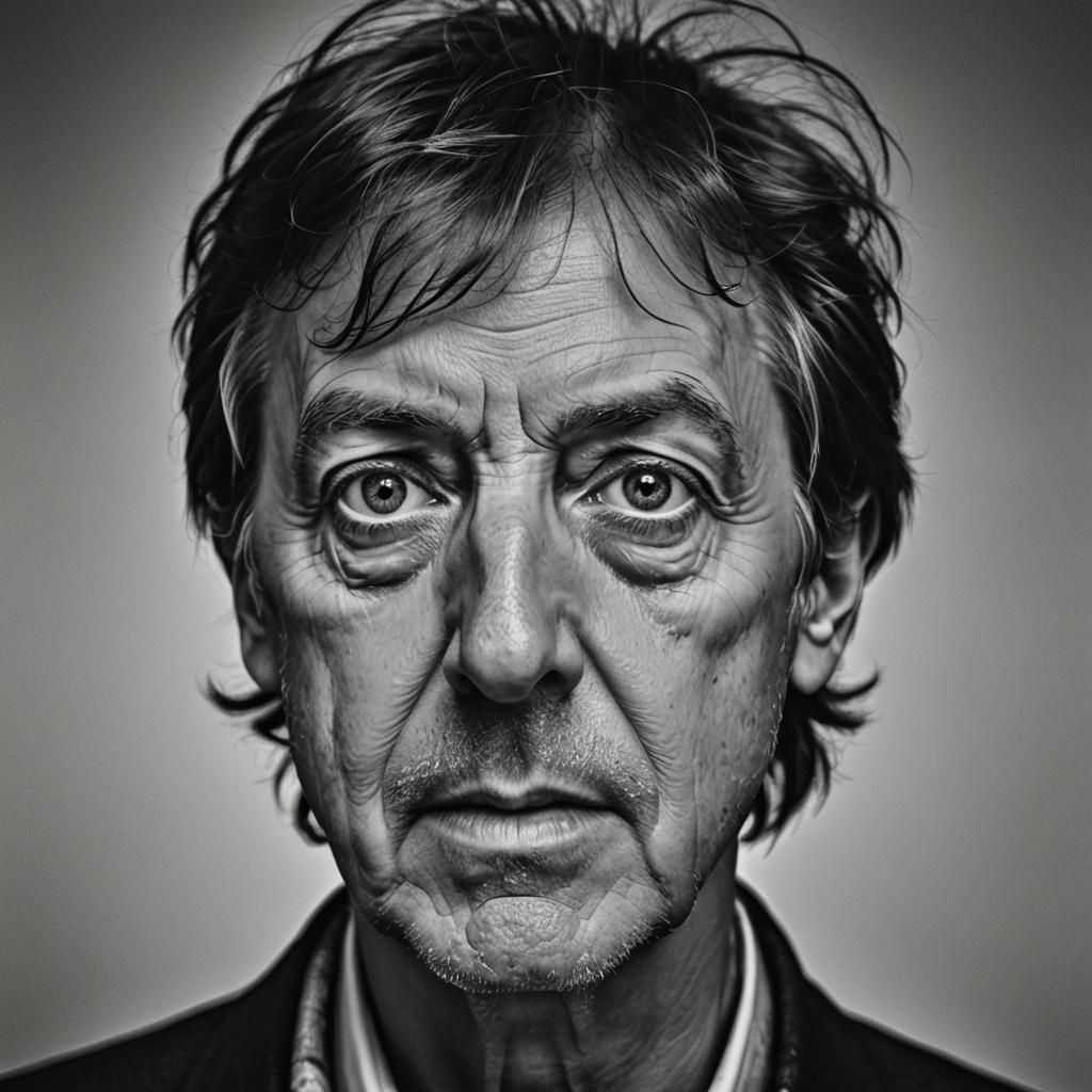 Paul McCartney Close-Up Portrait in Black and White