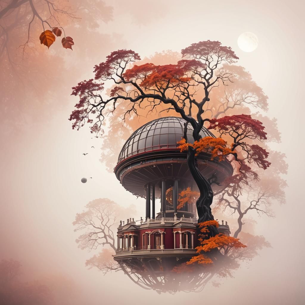Fractal Art Planetarium in Autumn Mist