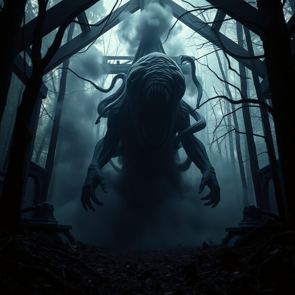 Shifting Nightmare Entity in Dark, Creeping Mist