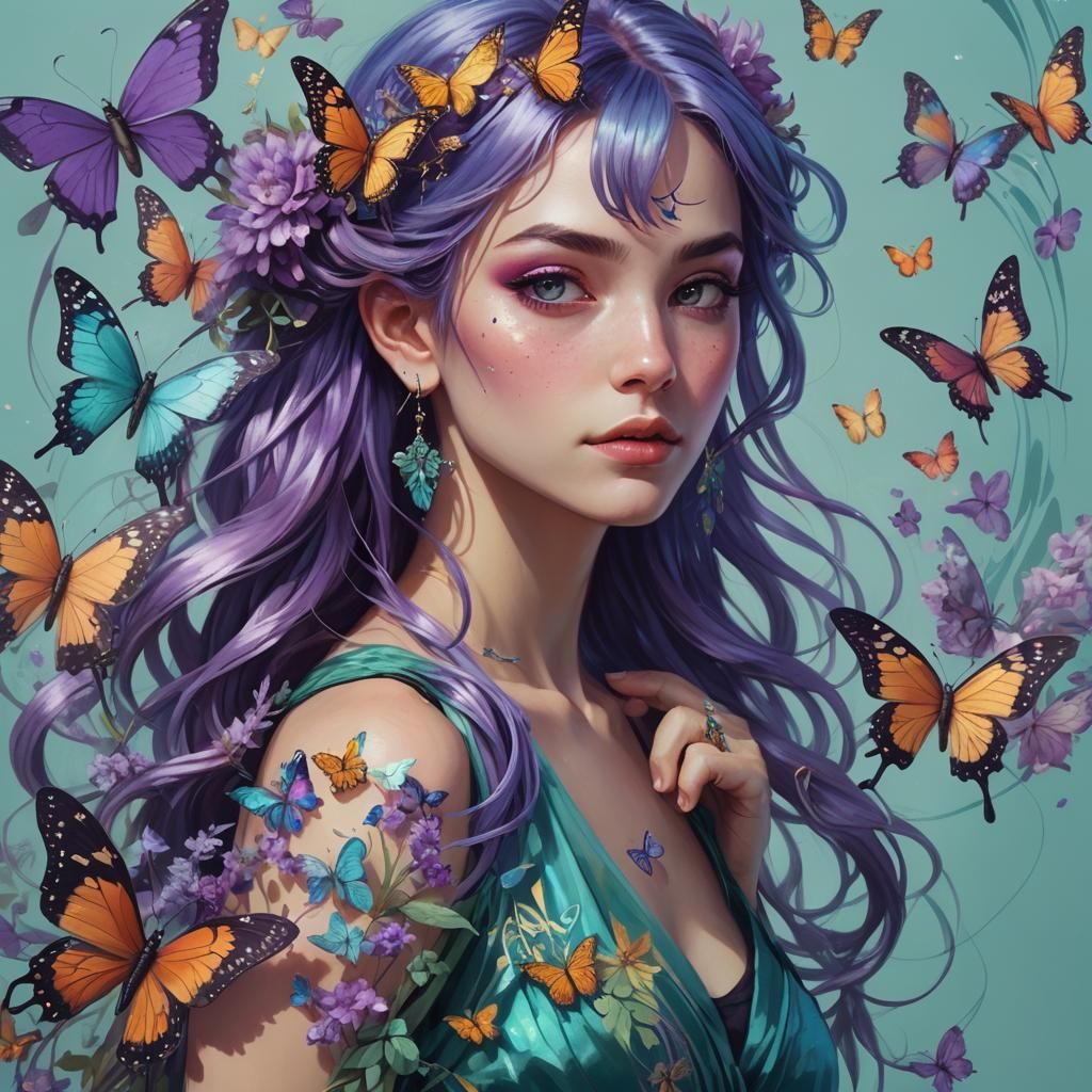 Butterfly Spirit Portrait in Fantasy Realism