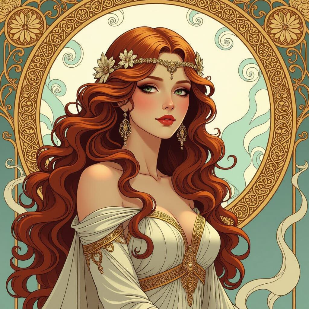 Art Nouveau Anunnaki Goddesses in Ethereal Mist