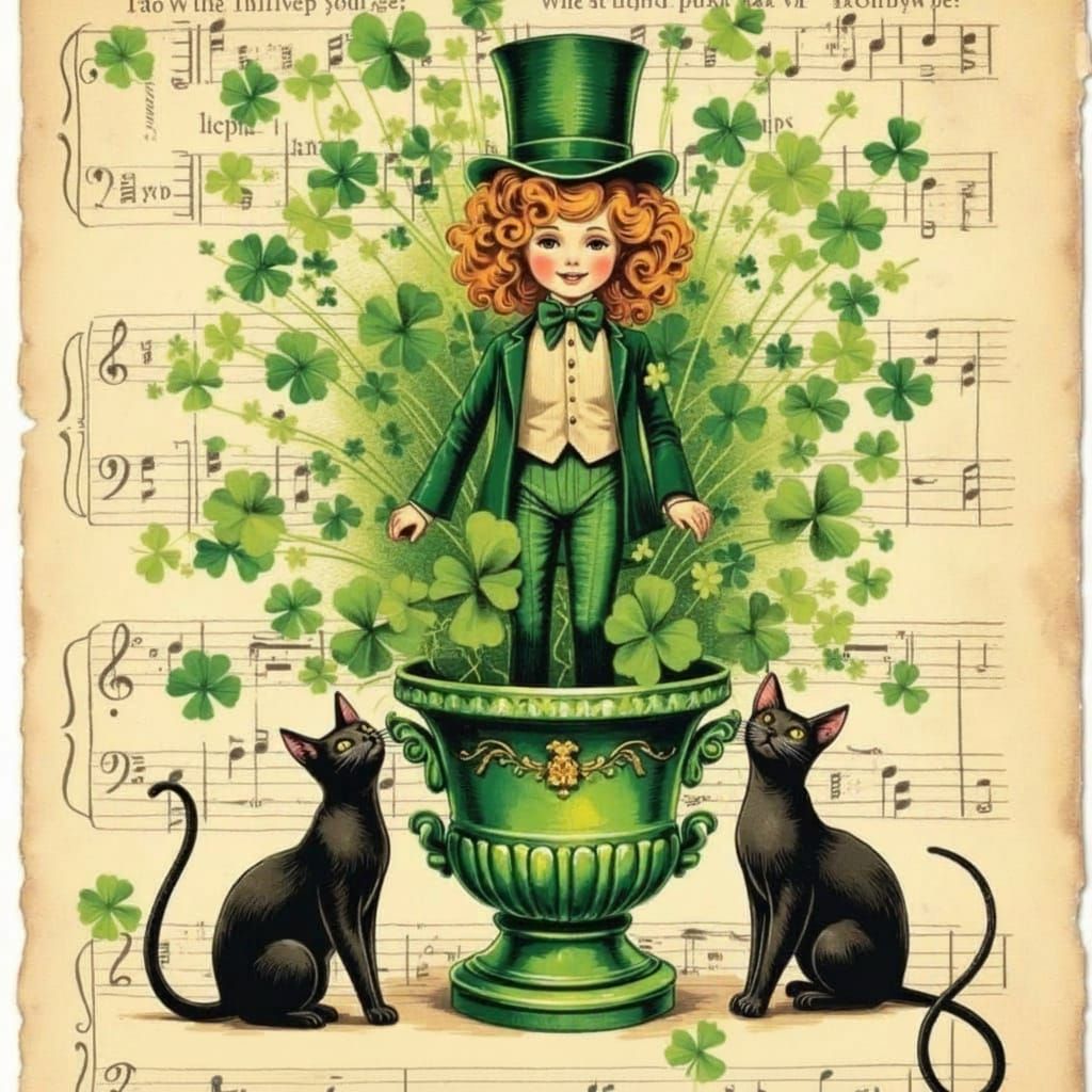 Whimsical Leprechaun Illustration in Vintage Style