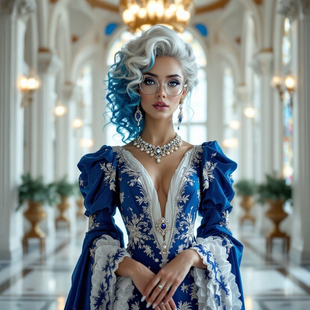 Ethereal Woman in Opulent Formal Attire
