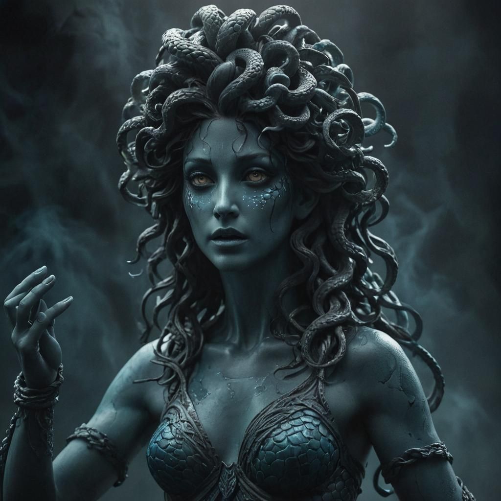 Beautiful Medusa Statue in a Fantasy Art Style