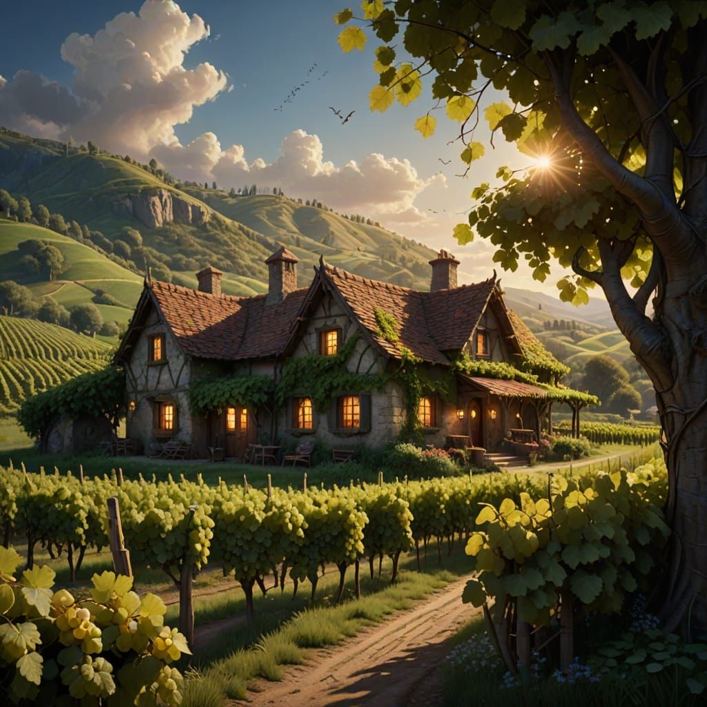 Golden Vineyard Twilight