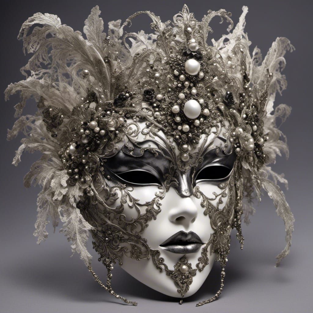 Elaborate Venice Masquerade Mask in Gothic Glamour