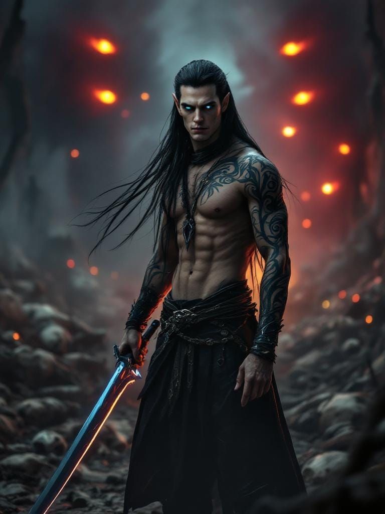 Elven Warrior Ready for Battle in Cinematic Still