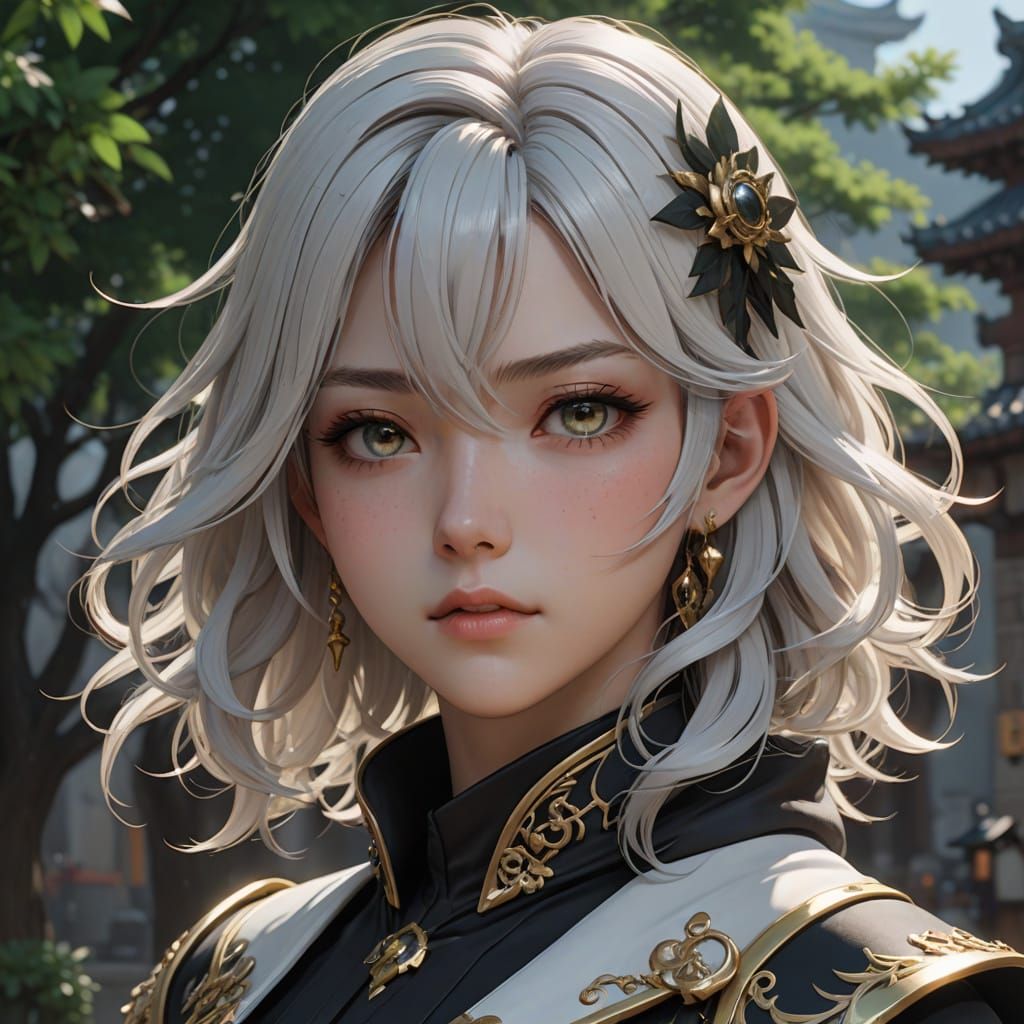 Anime Girl with Expressive Eyes, 3D Render