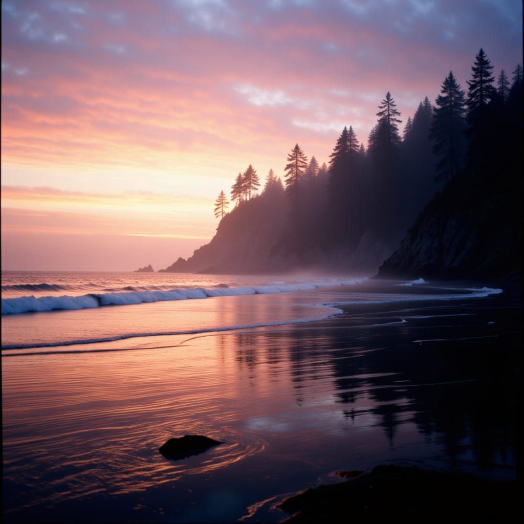 Misty West Coast Sunset on Vancouver Island