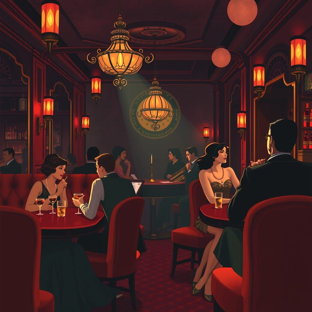 1920s Jazz Bar in Art Deco Style