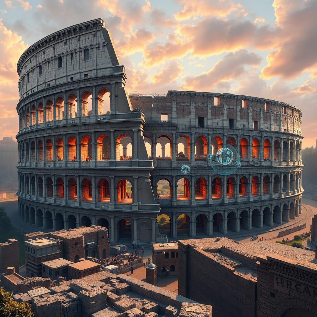 Ancient Roman Colosseum Reborn in Holographic Glory