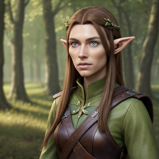 Detailed Portrait of a Wood Elf in 8K