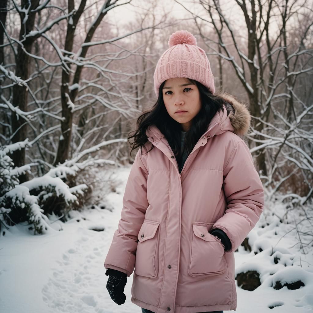 Sad Girl in Snow, Cinematic Film Still