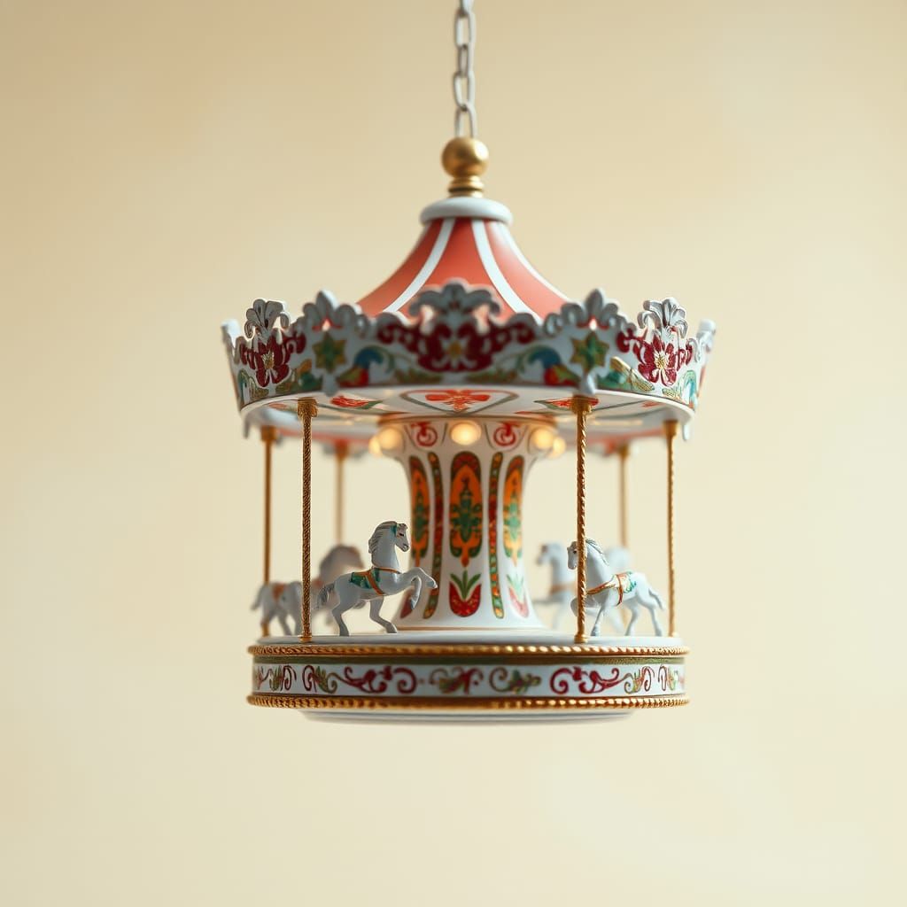 Porcelain Merry-go-round Suspended by Strings