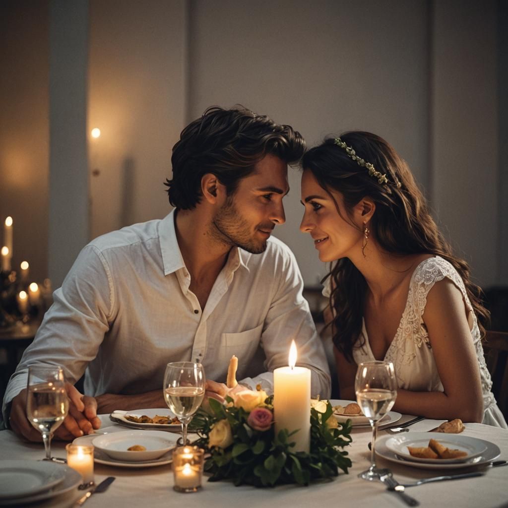 Romantic Candlelit Dinner: A Romanticism Scene
