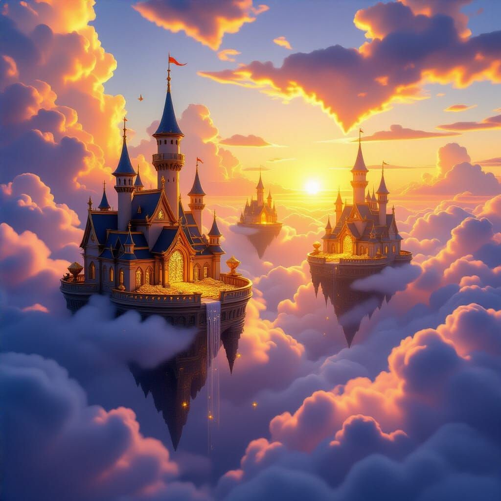 Floating Castles with Magical Academies and Treasures