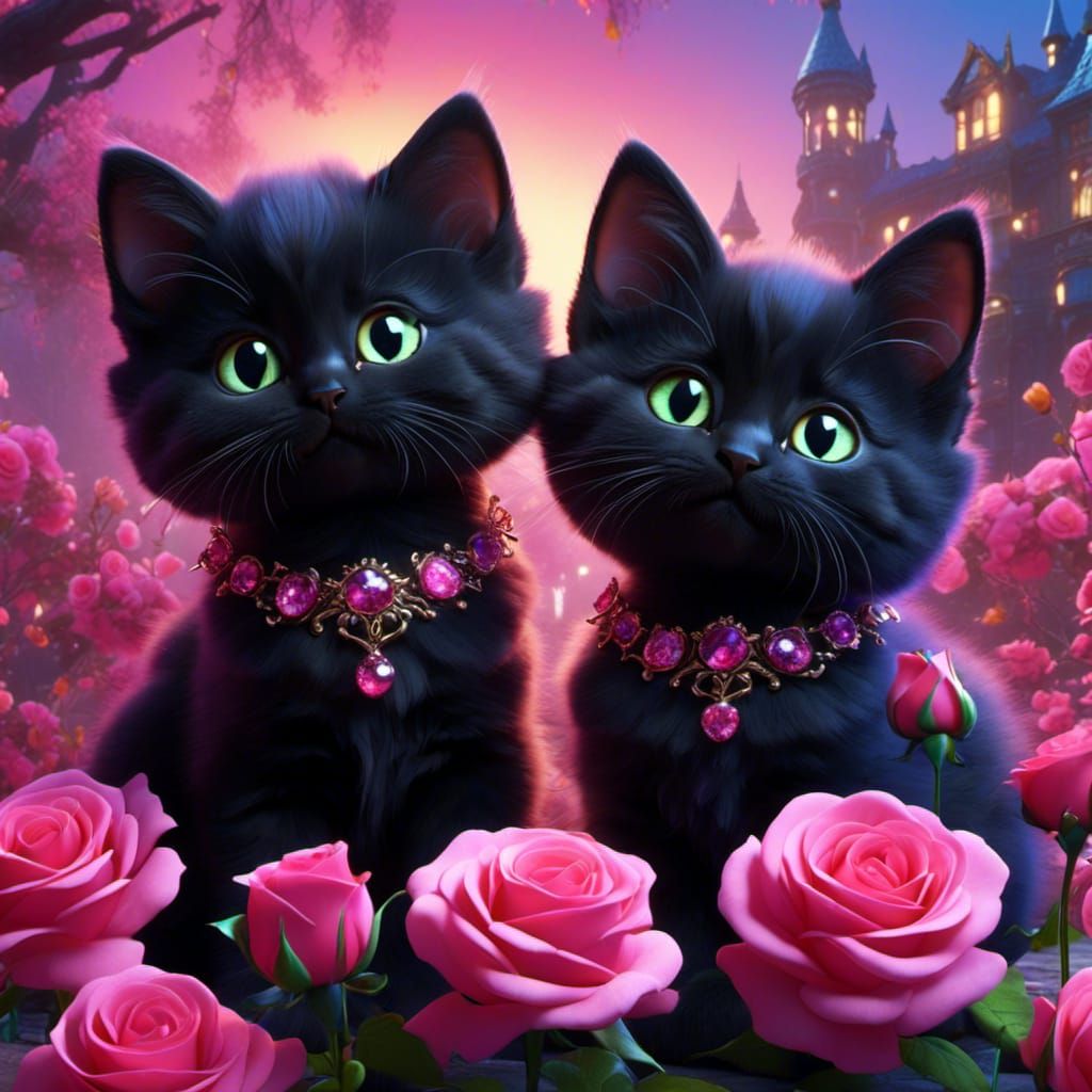 2 black kittens