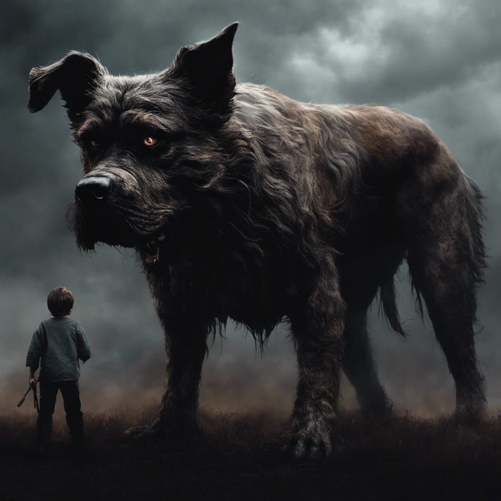 Menacing Saint Bernard in a Dramatic Digital Painting