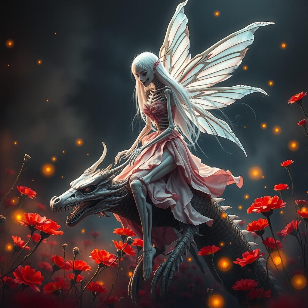 A captivating, hyper-detailed dark fantasy young skeleton fa...