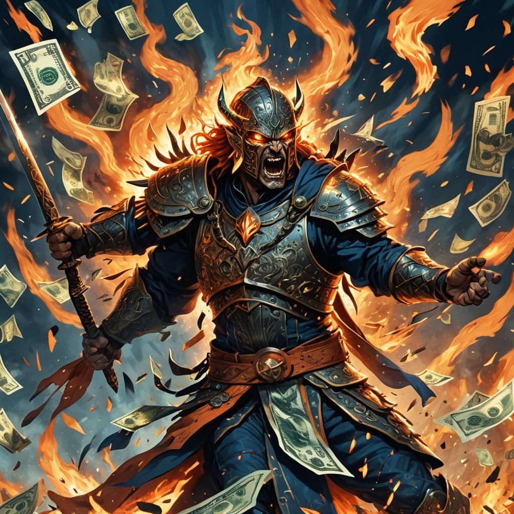 Furious Warrior in Battle, Digital Art Style