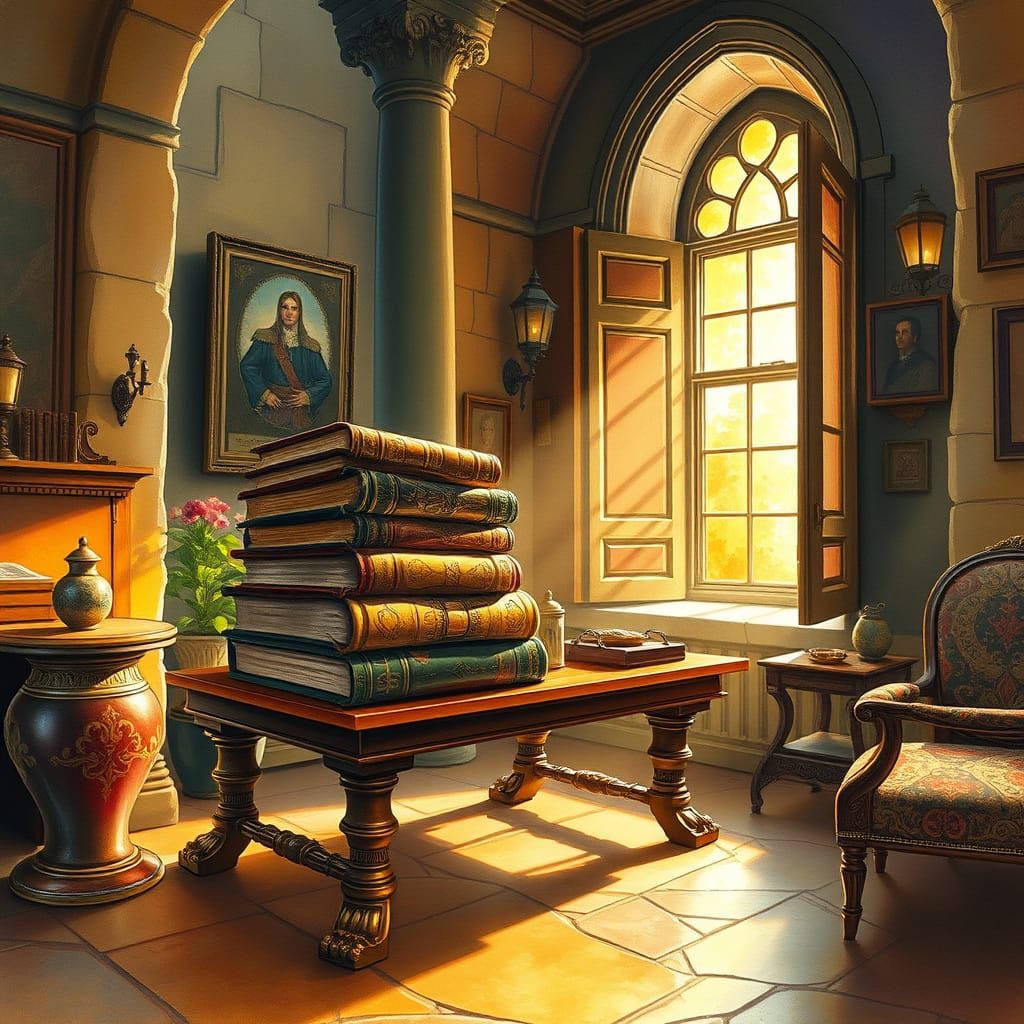 Golden Era New York Apartment, Watercolour Storybook Art