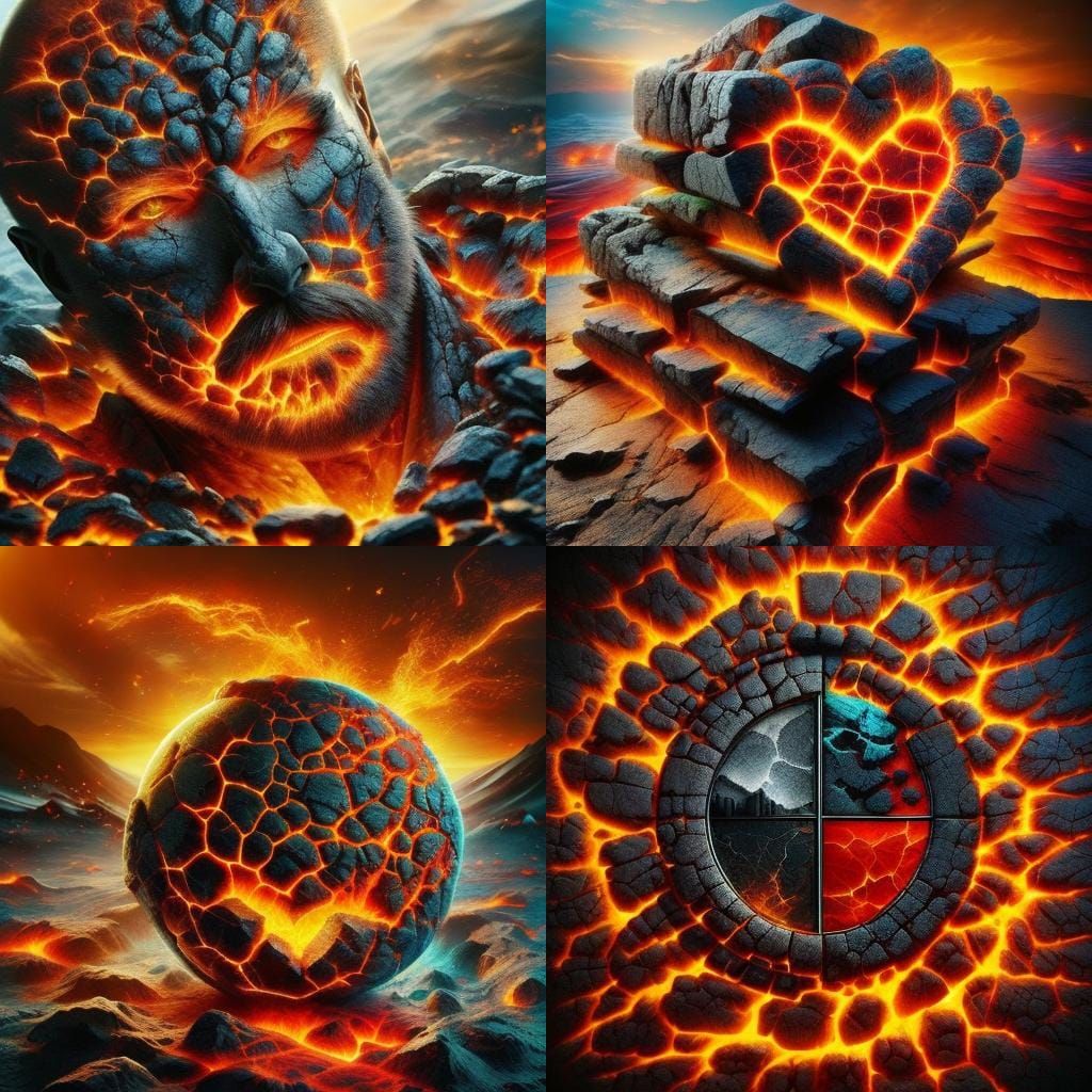 Fiery Lava Heart in Digital Art Style