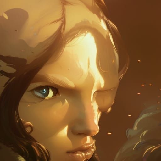 Miniature Human Hunted by Giant Cat: Detailed Portrait