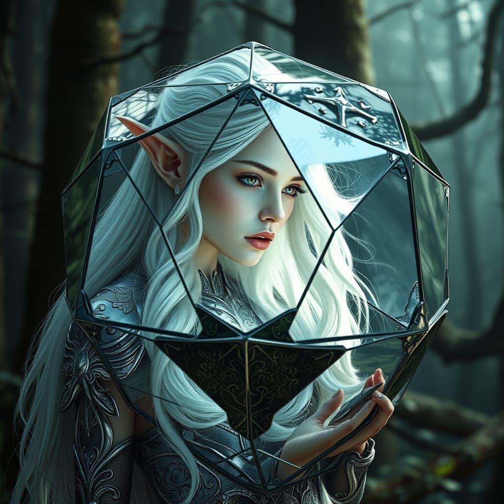 Ethereal Elf Gaze in Mystical Forest Setting