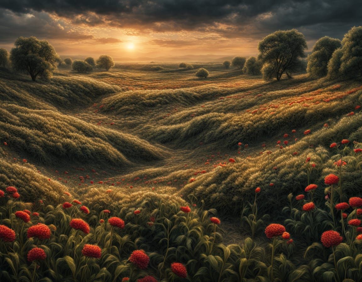 Hyperrealistic Embroidered Field in High Definition