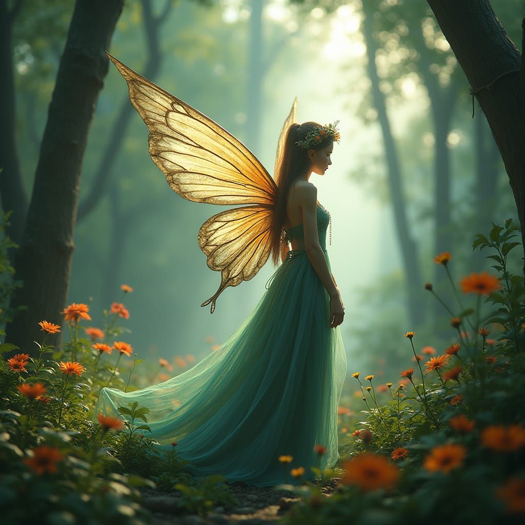 Nature Fairy in Lush Forest: Matte Painting