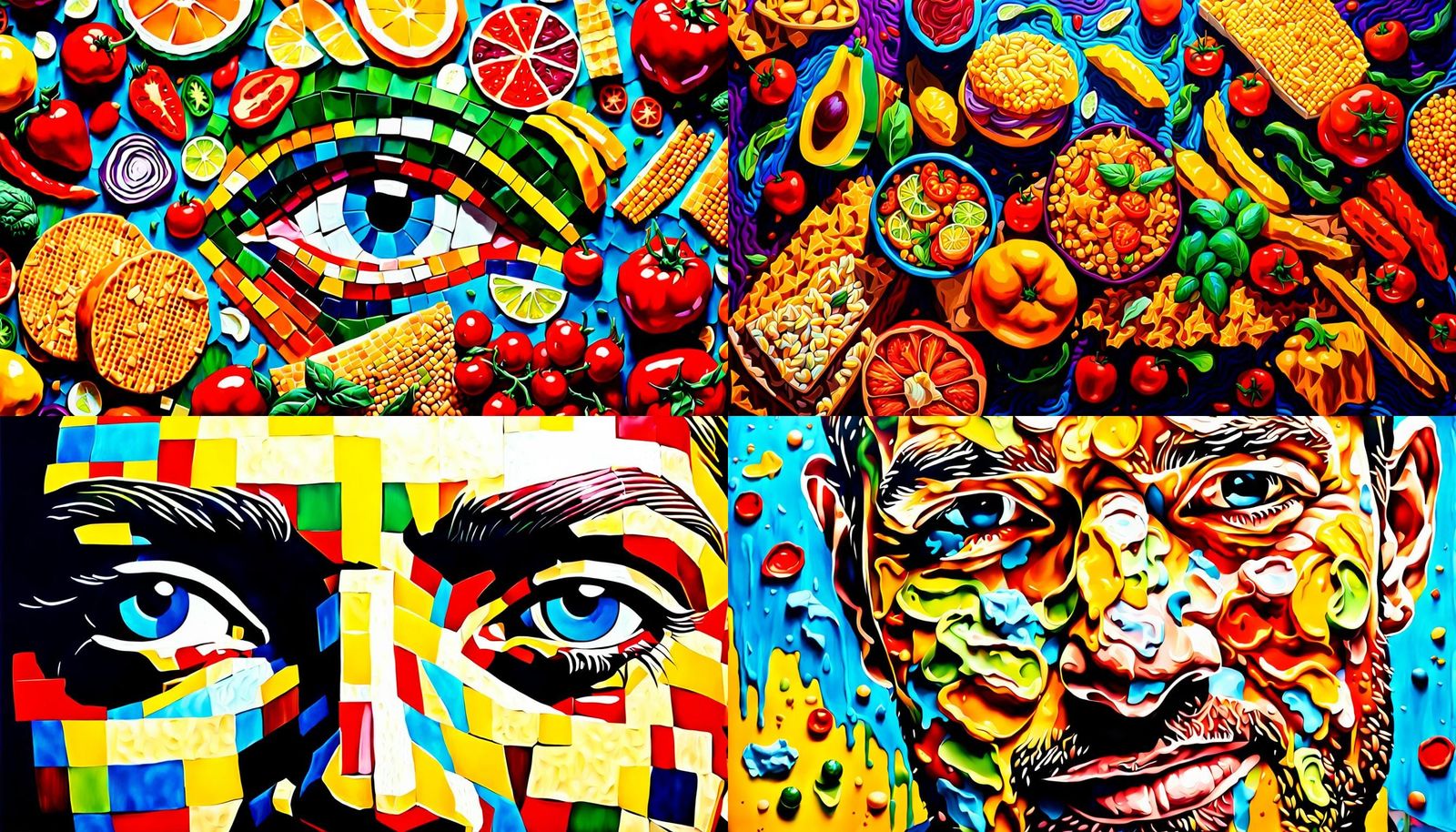 Hyperrealistic Pop Art Portrait Made of Food