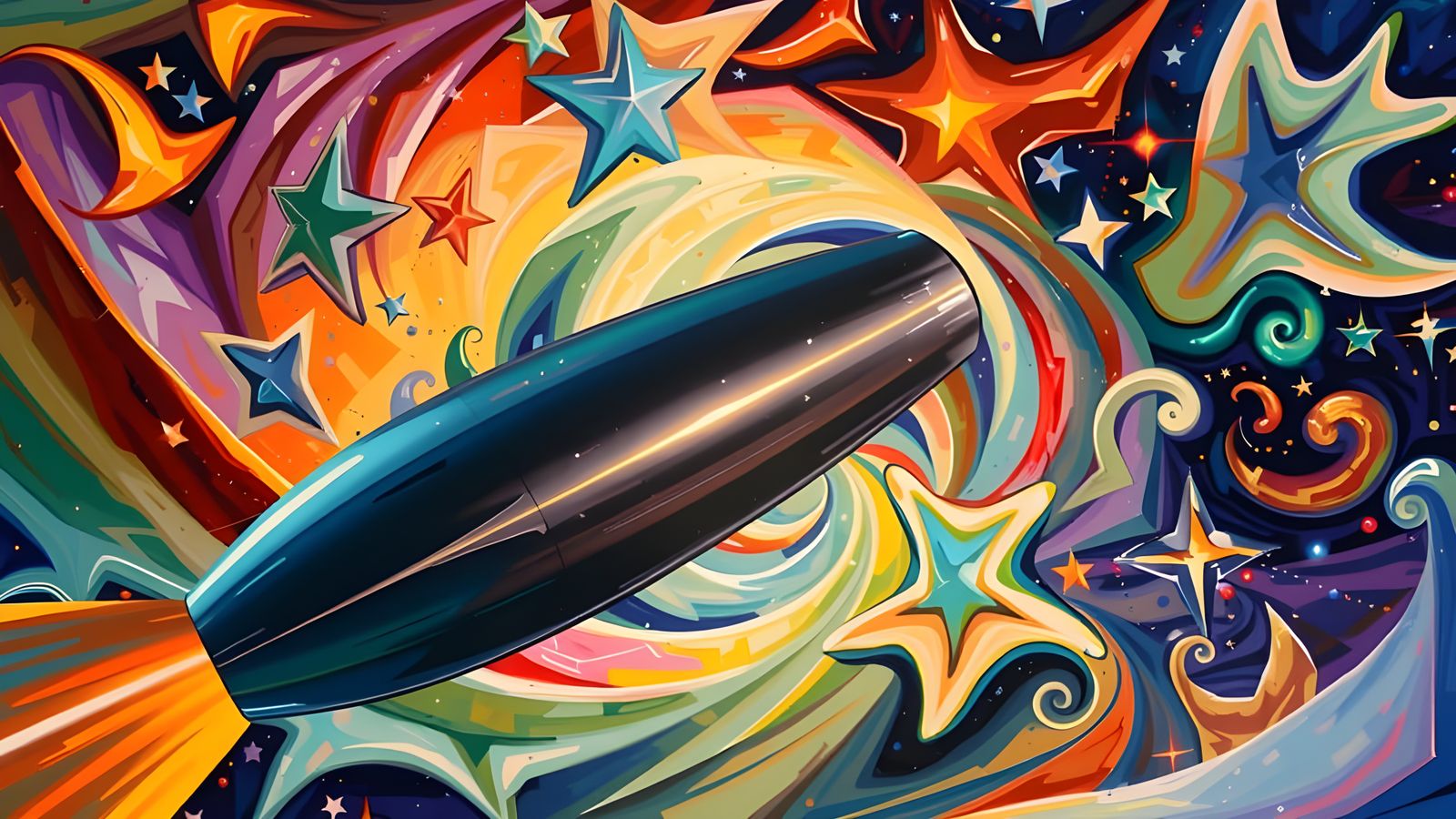 Surreal Cosmic Vortex in Vibrant Widebrush Oil Painting Styl...